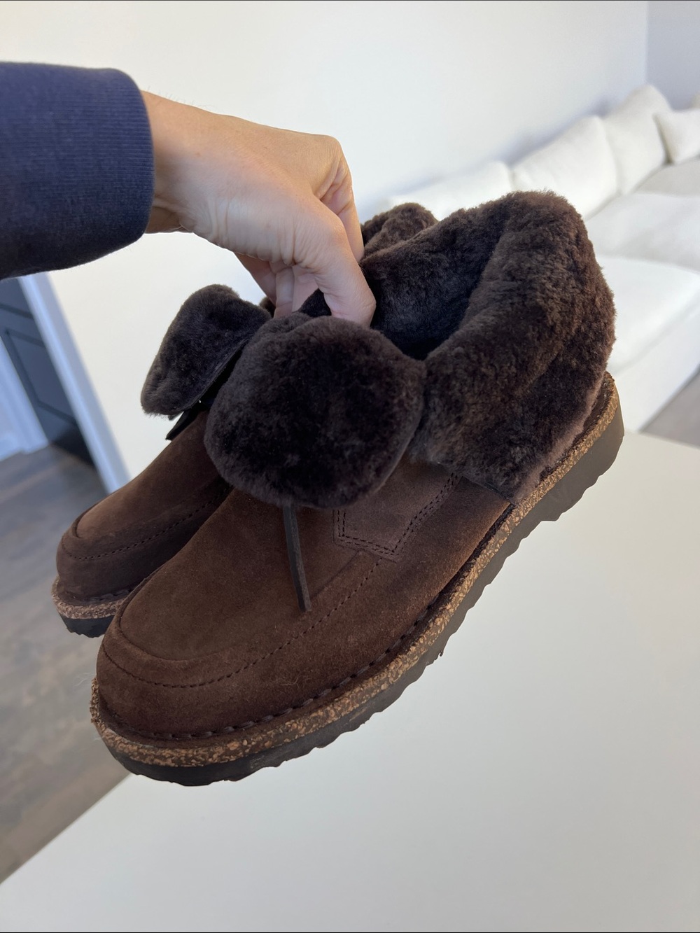 Birkenstock bakki shearling fur brown suede leather booties ankle boots shoes 36